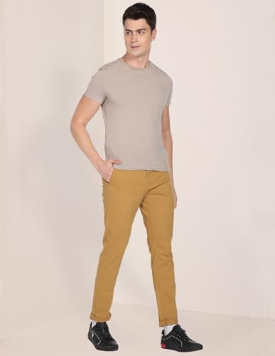 Image of U.S. Polo ASSN. Men's Regular Solid Textured Austin Trim Fit Mid Rise Casual Trousers