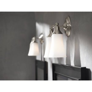 Image of Moen YB8262ORB Rothbury 2 Dual-Mount Bath Bathroom Vanity Light Fixture with Frosted Glass, Oil Rubbed Bronze