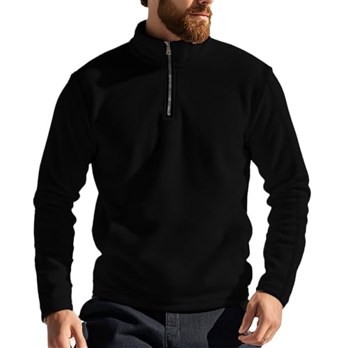 Chaqueta de niño de 16 años elegante de invierno con media cremallera y cuello elevado, informal, amplia, tendencia, deportiva, sudaderas con capucha para trabajo, Negro , S