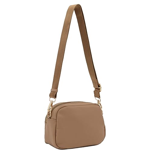 Image of FashionPuzzle Quilted Nylon Crossbody Bag with Wide Strap