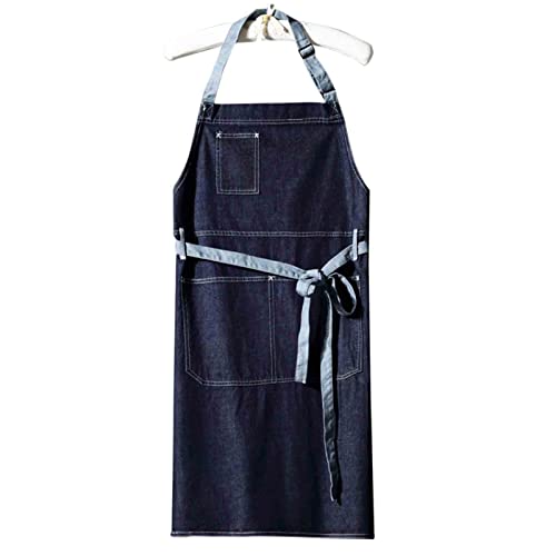 Grembiuli da lavoro da uomo con tasche Grembiule da cuoco Grembiule da negozio di jeans Grembiuli da uomo senza maniche per barbecue Bartender