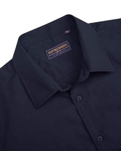 Image of J.VER Men's Short Sleeve Dress Shirts Stretch Stain Shield Casual Button Down Shirts Solid Formal Shirt