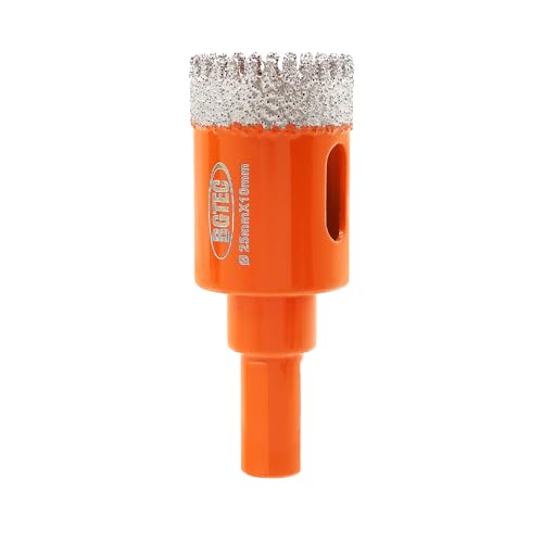 Dry Diamond Core Drill Bits,BGTEC 1pc 1\" Diamond Hole Saw with Triangle Shank for Porcelain Tile,Ceramic Granite Marble Stone Masonry Brick