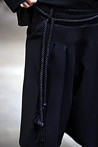 BytherR Mens Rope Belt Goth Slim Dark Twisted Durable Thick Cotton Black4