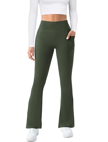 Image of COPYLEAF Womens Yoga Pants with Pockets High Waisted Flare Leggings Bell Bottom Yoga Dress Pants Seamless Bootcut Pants