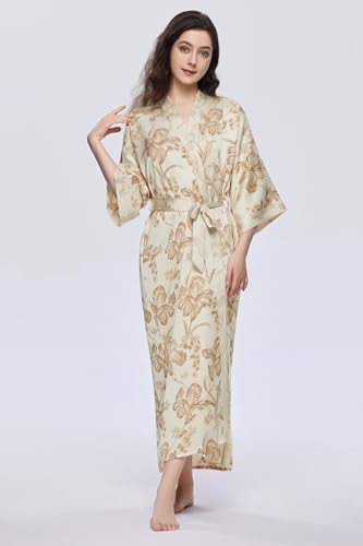 Image of PRODESIGN Kimono Robe for Women - Long Satin Sleepwear Silky Kimono Cover-Up Nightgown Japanese Bathrobe Loungewear Blouse