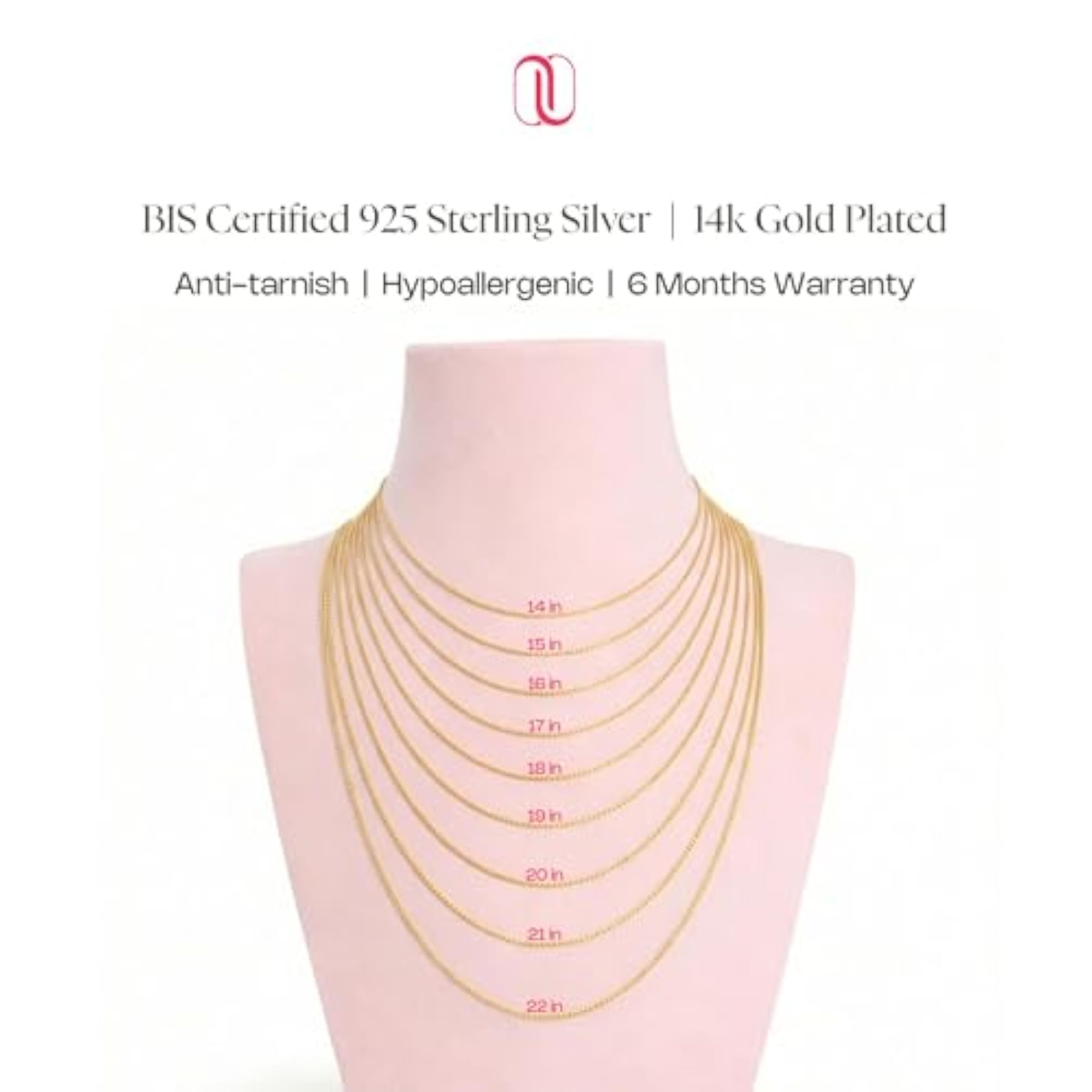 Women's Gold-Plated 925 Sterling Silver Layered Chain Necklace, Gift for Her