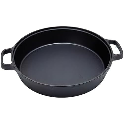 LI-GELISI Deepened flat-bottom cast iron frying pan, double-handle thickened uncoated old-fashioned iron pot, pancake and steak frying household multi-purpose large iron pot(24 inch)