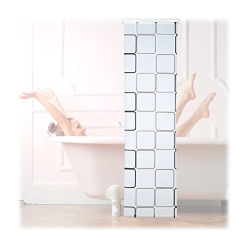 Store de douche carré Relaxdays, hydrofuge, store de salle de bain rétro pour baignoire et douche, montage au plafond, 60x240cm, semi-transparent