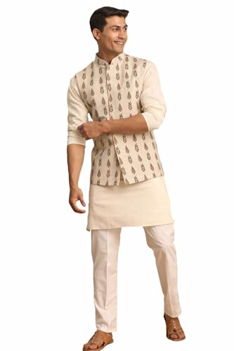 Shvaas By Vastramay mens Shvaas By Vastramay Men's Cream Cotton J...