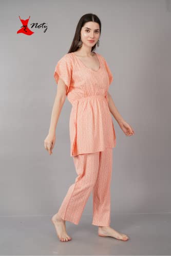 Image of Noty Girl's /Women's- Night Suit Set | Kaftan With Payjama | Rayon Fabric - Printed | Nightdress