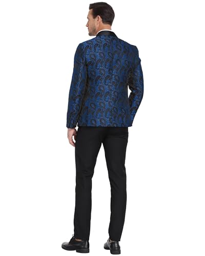 Men's 2 Piece Slim Fit Floral Tuxedo Suit Paisley Peak Lapel One Button Single Breasted Suit Jacket Pants Set2