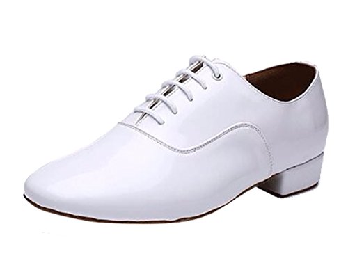 TDA Men's A3002 Classic Lace-up White Leather Tango Ballroom Salsa Latin Dance Wedding Shoes 11.5 M US