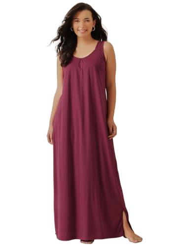Image of Clovia Sleeveless Long Nighty for Women with Side Slits