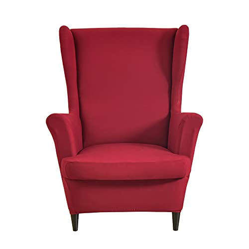 CHNSHOME Sesselhusse Ohrensessel 2 Stück Bezüge für Sessel Bezug für einen Ohrensessel sesselhusse Sesselüberzugs Ohrensessel Überzug, Ohrensesselbezug, Weinrot Cover