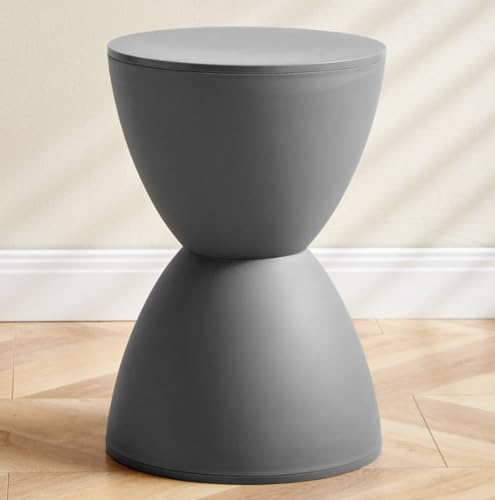 TAKEYプリンススツール 砂時計デザイン 両面収納キャビネット フェイクラウンジチェア フットスツール おしゃれチェア 玄関チェア ディスプレイラック サイドテーブル インテリア ショッピングカート シューズスツール (グレー)