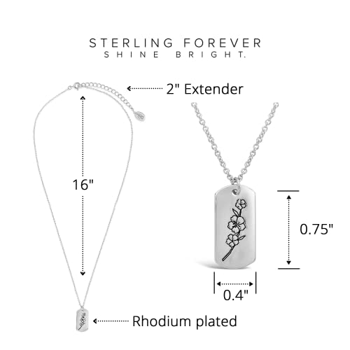 Sterling Forever - Birth Flower Necklace - 14K Gold Plated or Rhodium Plated Brass - Statement Pendant - Adjustable Chain, Lobster Clasp - 16” Chain, 2” Extender - Nickel Free4