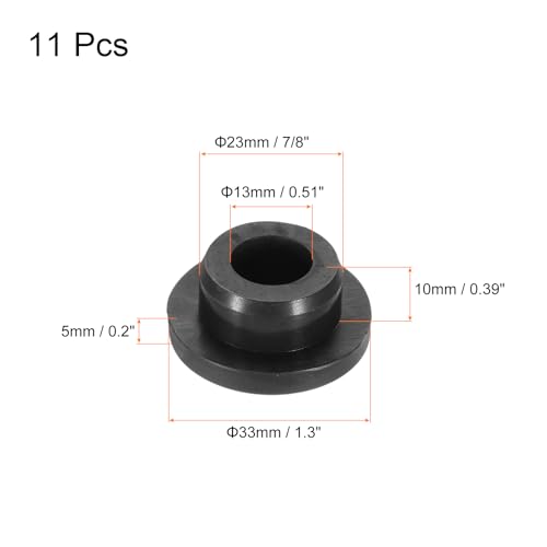 Image of MECCANIXITY 11pcs T-Shaped Silicone Plugs 23mm 7 /8 Inch Dia Snap in Plug Hole Seal Cover Round Rubber Stopper for Kitchen Rubber Bulkheads Waterproof Sealing Plugs Black