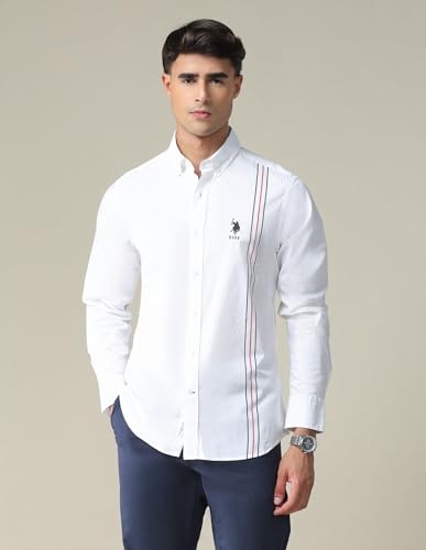 Image of U.S. POLO ASSN. Regular Fit Shirts for Men - 100% Cotton, Full Sleeve Mens Casual Shirts
