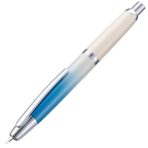 Image of Jinhao 10 Press Fountain Pen with Box, Gradient Blue Retractable Medium Nib with Ink Converter, Limited Edition Set (Silver Clip)