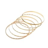 ROKZELT 6 Pièces Bracelets Femme Or Acier Inoxydable Plaqué Bracelet empilable Carats Bracelet Manchette Bracelet Argent Femme Bijoux pour Femme