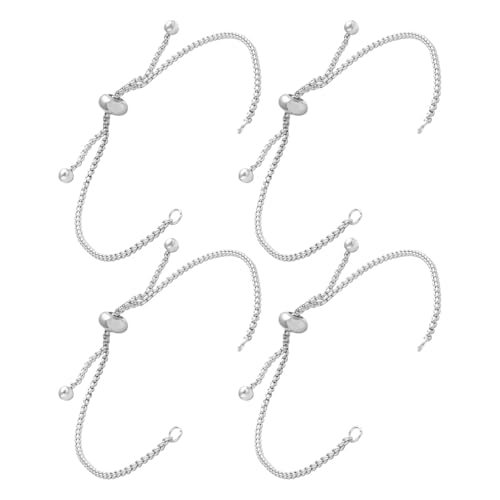 Healeved 4 Cadenas Deslizantes Ajustables para Pulseras Extensores de Joyería DIY de Metal con Extremos Esféricos Accesorios Resistentes Decoloración para Creación de Pulseras