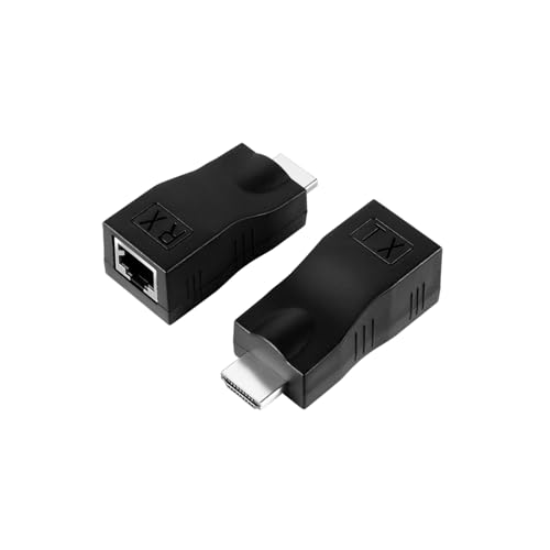 JZK 2 Pièces HDMI vers RJ45 rallonge jusqu'à 25 m, 1080p Câble réseau HDMI vers Ethernet Convertisseur Cat 5e/6 mâle vers Femelle Répéteur Adaptateur...