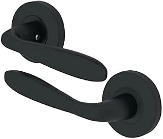 EAI Sassari Door Handle Lever On Rose - Matt Black- 1 Pair