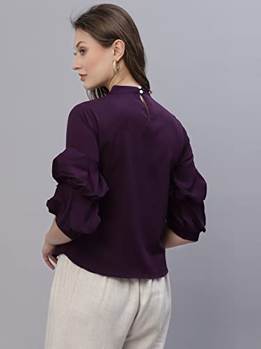 Image of Style Quotient Women Purple Crepe Top