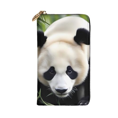 Panda Animal Picture Leather Long Clutch Wallet for Fashionable Girls and Women - Durable, Stylish, and Functional, Black, One Size2