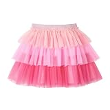 [Miipat] チュールスカート キッズ 女の子 チュチュスカート 可愛い ミニ ふんわり レインボー ドット柄 ハート柄 グラデーション 日常着 誕生日 プレゼント 90-120cm(ピンク(グラデーション),100)