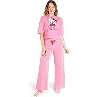 Hello Kitty Pijama Mujer, Camiseta con Mangas Cortas y