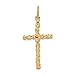 Solid 10k Yellow Gold Nugget Cross Pendant Charm (16mm x 30mm)