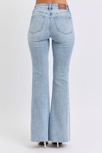 Judy Blue Mid-Rise Light Wash Flare Jeans with Rhinestone Side Panel – Stylish Flared Fit, Sparkling Details, 888954
