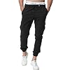 ZOEREA Homme Pantalon Cargo Sport Jogging Pantalons Multi Poches Ceinture Élastique Casual Activewear Long Pants Noir-Nouve,3XL