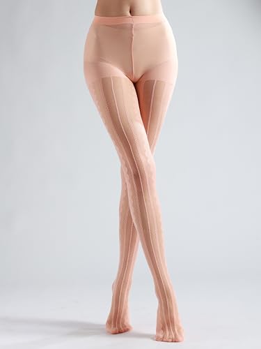 Image of Sahabowi Women Tights, Sheer High Waist Pantyhose, Vintage Control Top Stockings, Siwa7