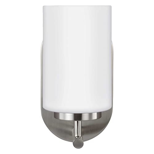 Image of Generation Lighting 41160-962 1-Light Oslo Bath Fixture Wall Lamp Brushed Nickel 41160-962, Bathroom Light Fixture for Home Decor, Vanity Light Fixture Uses A19 Standard or LED Light Bulbs