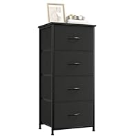 Somdot Chest of Drawers for Bedroom with 4 Fabric Drawers, Bedside Storage Cabinet for Kids Dorm Living Room Closet Wardrobe Laundry Entryway Hallway, Black