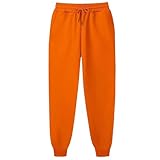 CRFANSHIRT Sweatpants Joggers for Men Women Fleece Pants with Pockets Lightweight Casual Orange XL