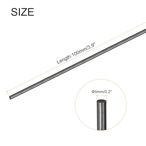 QUARKZMAN Kohlefaserstange, 5mm x 100mm für RC Flugzeug DIY Werkzeug Flügelrohr Quadcopter Arm, Packung mit 3