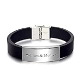 SOUFEEL Herren Personalisiert Armband Armreif mit Gravur Edelstahl Schwarz Geschenk für Männer Freund Vater Partner