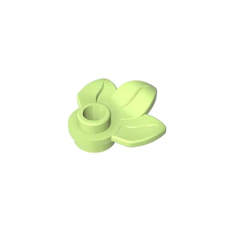 32607 Ornaments Plant, Plate 1x1 Round with 3 Leaves 50 Pieces GDS-1576 Compatible with Lego Building Blocks Color:Yellowish Green โ image 1