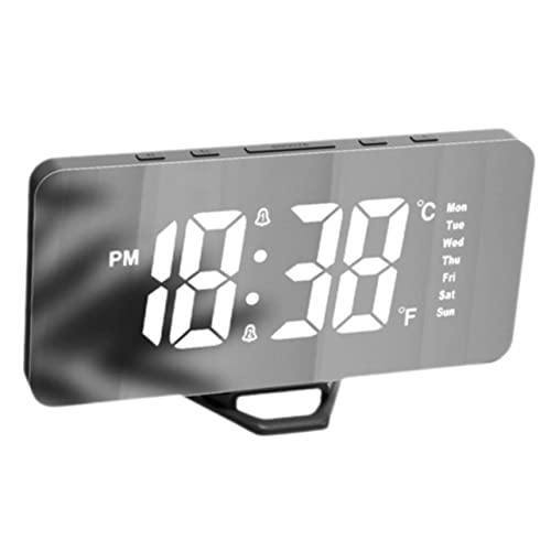 ABOOFAN Espejo Reloj Digital Alarm Clock Digital relógio Digital Ordenador portstil despertadores portàtils Relojes Cable Radio Luces iluminar el Reloj Alarma Reloj Espejo plastico abs
