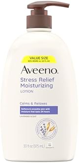 Aveeno Stress Relief Moisturizing Body Lotion 33 Fl Oz, Lavender Scent with Prebiotic Oat, Hydrating 24-Hour Moisturizer Non-Greasy for Dry Sensitive Skin, Paraben & Dye Free, Calming & Relaxing