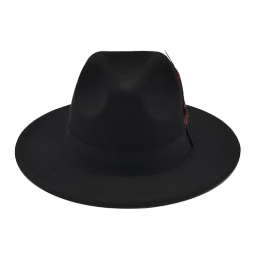 Image of Mens Fedora Hats Classic Wide Brim Fedora Hat for Women Men Dress Hats Panama Hat with Band