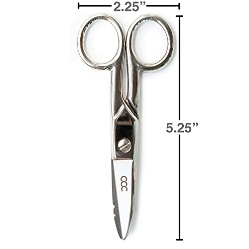 Multi Purpose Electrician Scissors With Leather Carrying Pouch - Heavy Duty Stainless Steel Electrical Shears With Stripping Notches, File & Scraper - Our Snips Are For Right & Left Handed Use – Brown #TOP2