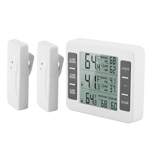 Kylskåpstermometer trådlös digital akustisk larm kylskåp frys termometer med 2 delar sensor min/max display