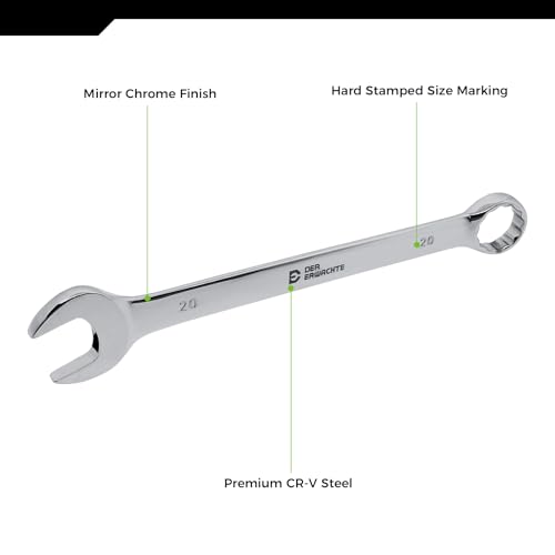 Image of Der Erwachte 30pc Combo Wrench Set SAE Metric 1 /4-1 8-22mm Storage Pouch | Made of durable Cr-V steel, dual open & box ends, sturdy build, for automotive maintenance and household repair