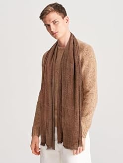 GERINLY Cotton-Linen Scarves Mens Stripe Crinkle Long Scarf Fashion Wrap Shawl for Travel