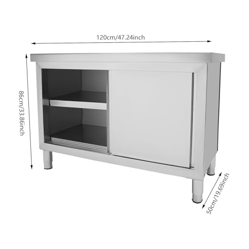 Table de travail en acier inoxydable avec placards fermés hygiéniques